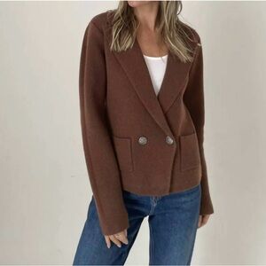 NWT SIX/FIFTY Paloma Brown Knit Sweater Blazer, Size XS